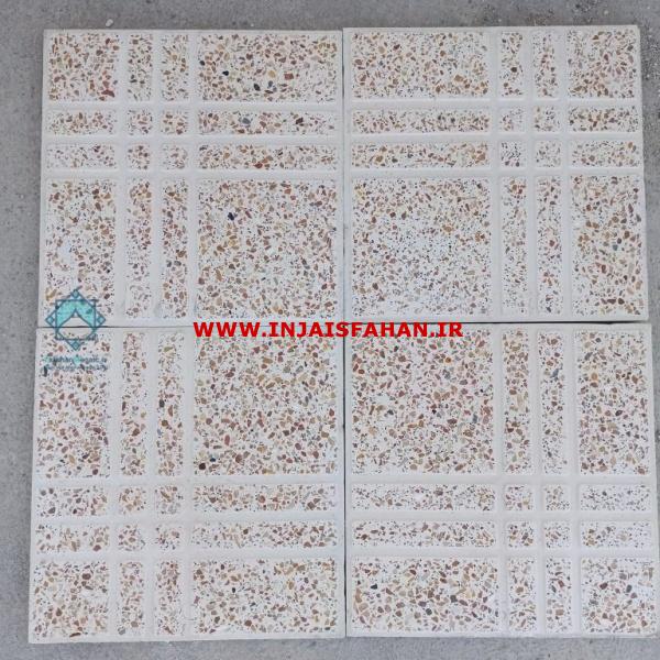 موزاییک حیاطی مترویی سنگ الوان – رنگ عسلی و شیار منظم
