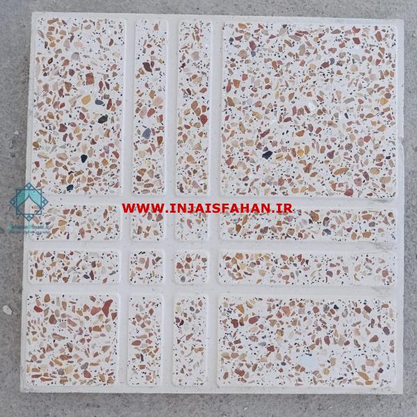 موزاییک حیاطی مترویی سنگ الوان – رنگ عسلی و شیار منظم